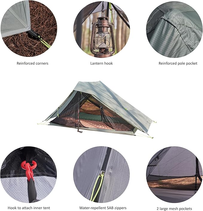 Altair Two Ultralight Backpacking Tent, 2 Person Trekking Pole Backpacking Tent, Waterproof, Compact, 3 Season, Double Wall Shelter for Backpacking, Camping, Thru Hiking, Trekking