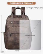 MASINTOR Leather Laptop Backpack for Women, Stylish Computer Backpack College Business Work Shoulder Bags Work and Travel Retro Coffee