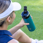 Maxi Stainless Steel Water Bottle 26oz - Double wall vacuum insulated | Integrated carry handle | leak proof flip top lid | Lightweight & stylish - Teal Green