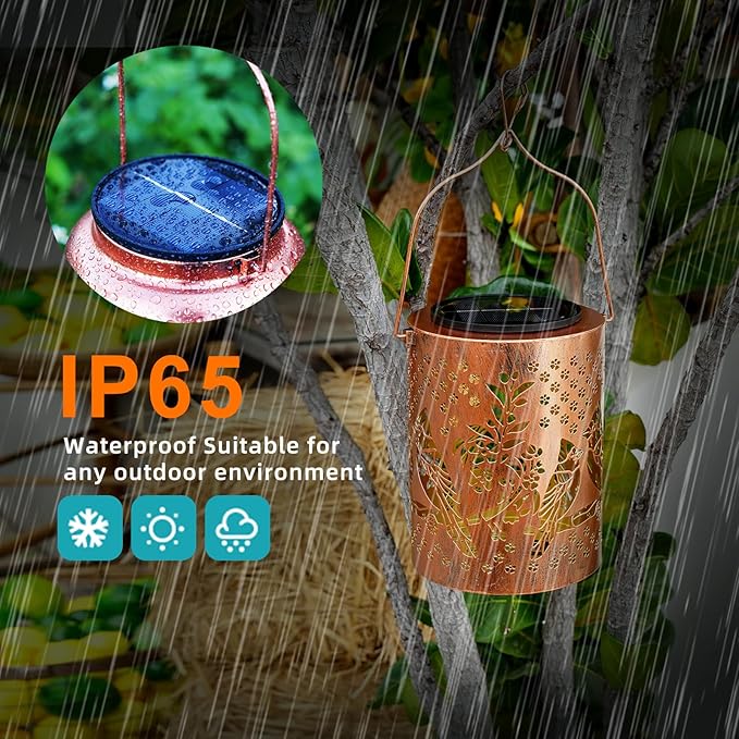 Cardinal Solar Lantern Outdoor Waterproof, Large 13.4" Metal Decorative Hanging Lantern, Oversized Solar Panel & 2000mAh Battery, Warm Glow for Garden Decor & Patio Ambience – Memorial & Sympathy Gift