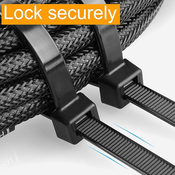 Zip Ties 8 inch Black Zip Ties 1000 Pack, Wire Ties with 50lb Tensile Strength, UV Resistant Cable Ties, Self-locking Plastic Ties for Indoor and Outdoor Use, by Tantti.