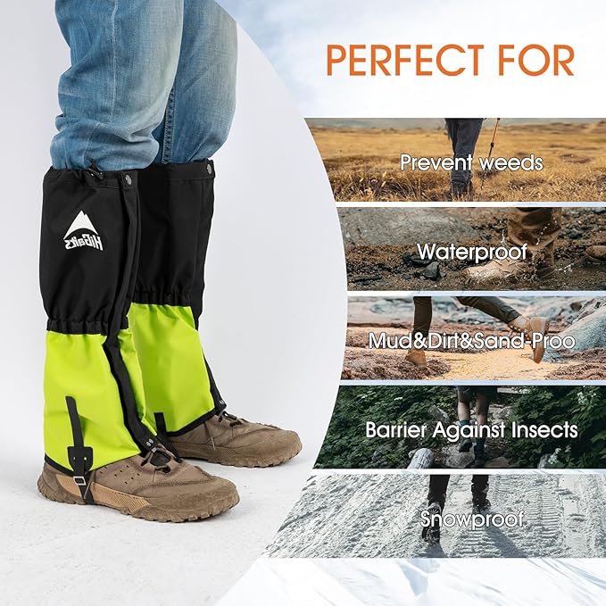 Waterproof Adjustable Leg Gaiters for Men and Women Snow Boot Gaiters for Hiking in Hunting Sand and Mud Mountain Climbing or Snowshoeing