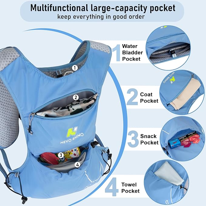 Running Vest with Water Bladder 1.5 Liter, Small Hydration Water Vest, Lightweight Hydration Pack Multi-Pocket 11x - for Hiking Race Trail Marathon for Women Men
