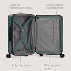 U.S. Traveler Boren Expandable Hardside Rugged Travel Luggage with 8 Spinner Wheels, Teal, Carry-on 22-Inch