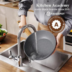 Kitchen Academy Granite Nonstick Cookware Set - 17 Piece Gray Cooking Pans Set, Induction Pots and Pans Set Non Stick, PFOA & PFOS Free.