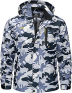 TACVASEN Men's Rain Jacket Lightweight Windbreaker with Hooded Water Resistant Outdoor Raincoat for Hiking Travel Camping