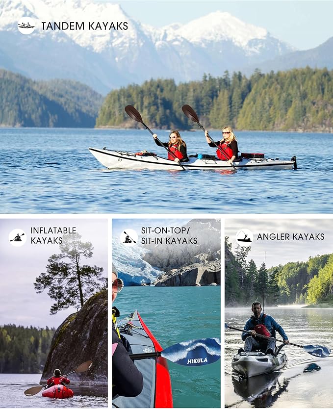 Kayak Paddle Aluminum Shaft Paddle with Nylon Blades, Floating Adjustable Kayaking Oars, 3 Piece, 220-240cm/86-94 Inches,Black/Rose/Teal/Black/Orange/Grey