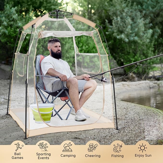All Weather Proof Pod Sports Pod,540°View Weather Tent,1-4 Person Instant Tent with Sealed Floor,Outdoor Screen House with Carrying Bag,Screen Room for Sport Event,Camping,Fishing