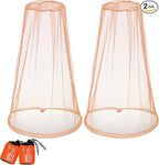 Hestya 2 Pack Mosquito Head Mesh Net Midge Insects Bugs Head Face Net Protecting for Outdoor Hiking Camping Climbing Walking(Khaki)