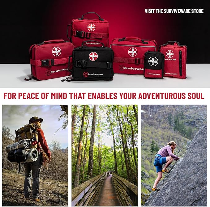 Surviveware 110 Pcs Waterproof Premium Survival First Aid Kit - Survival Emergency Preparedness for Travel Camping Gear, Survival Kit and Outdoor Emergencies - HSA & FSA Eligible Survival Kit