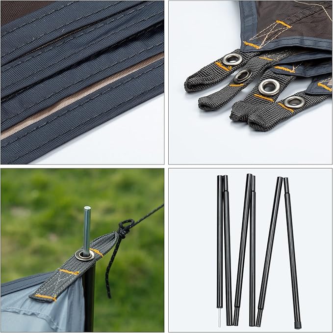 Forceatt 12x14FT Waterproof Camping Tarp with 2 Poles, Sun Shelter for Car, Tent, Hammock in Camping, Hiking, Backpacking, Garden and Traveling