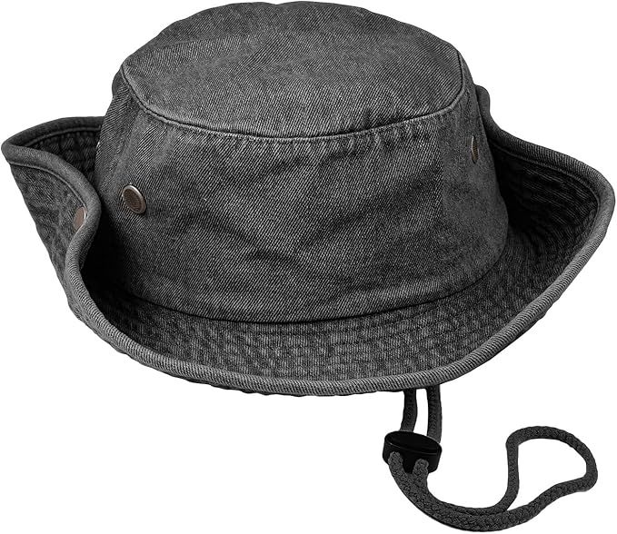 Wide Brim Hiking Fishing Safari Boonie Bucket Hats 100% Cotton UV Sun Protection for Men Women Outdoor Activities