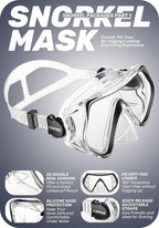 CAPAS Snorkel Mask Fins Set, Travel Size Snorkeling Gear for Adults with Adjustable Fins, Diving Mask and Dry Top Snorkel, Come with a Carrying Bag