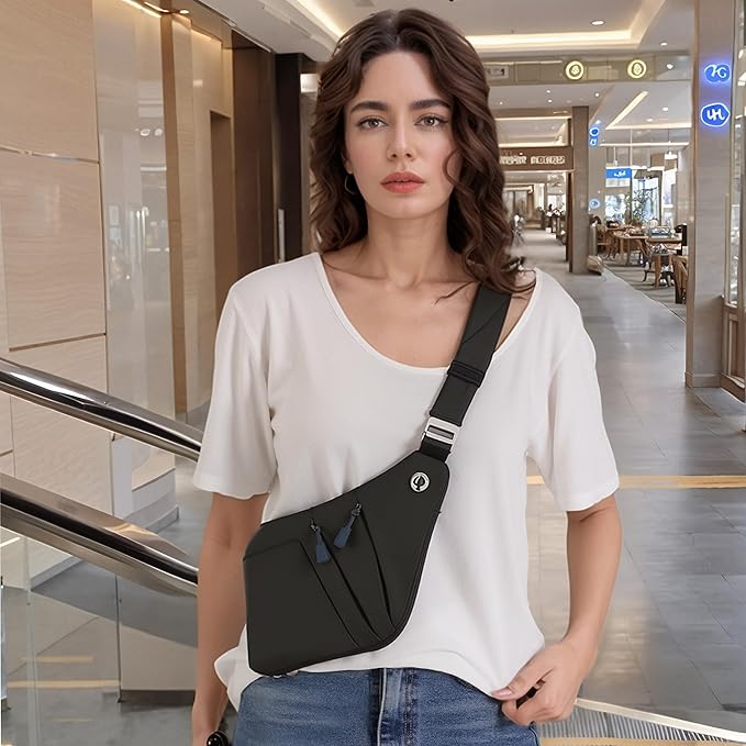 Anti Theft Crossbody Bags for Women Men, Multi-Pocket Shoulder Bag, Slim Sling Bags with 2 RFID Blocking Card