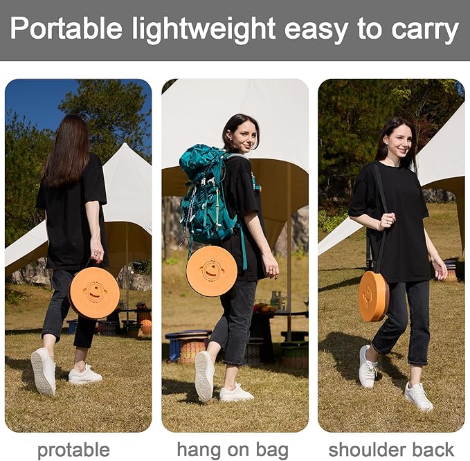 Upgraded XXL Collapsible Stool with Cushion,19.7"H-11.8"D Telescoping Folding Stool for Adults,More Sturdy Portable Camping Stools with Load Capacity 1000lbs for Outdoor,Garden,Fishing,Hiking