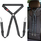 BWOGUE Double Dog Cat Seat Belts, Car Headrest Restraint Adjustable Travel Leash,Safety Elastic Leads Splitter Connect Vehicle Seatbelt Harness for 2 Dogs