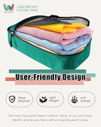 WTREE 4-Piece Packing Cubes Travel Accessories Set for Suitcases - Luggage Organizer Bags with Double Zipper - Mesh Top - Medium - Green