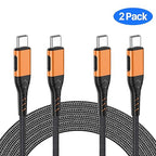 Durcord USB C to USB C Cable, 2Pack 100W 10ft USB C Charger Cable Fast Charging for Android/Phone/Pad, Type C to Type C Charger Braided USB Cable Compatible with Phone 16/15 Pro Plus Max Orange