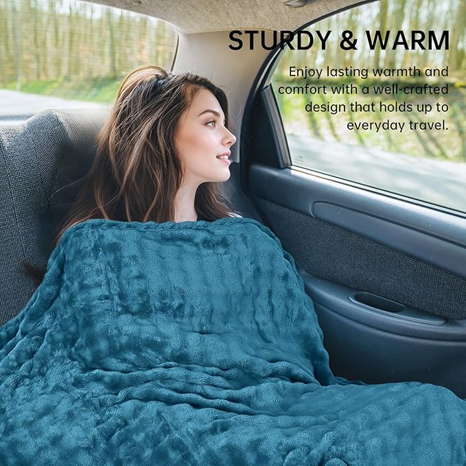 Travel Blanket and Pillow-2-in-1, Ultra-Soft&Compact, One-Piece Airplane Blanket with Hand Luggage Belt and Backpack Clip,Travelers Accessories Gifts, 61x43 Inches (Green)