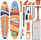 Inflatable Paddle Boards for Adults and Youth, 11'x33 Wood Grain Stand Up Paddle Board with SUP Accessories, Portable Inflatable Paddleboard for All Skill Levels,Blow Up Paddle Board as Present