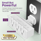 Fosmon 3 Outlet Adapter, 3 Way Rotating Outlet Plug Adapter, Swivel Plug Outlet 90 Degree Right Angle Plug Adapter, Three Way Rotating Electrical Outlet Wall Extender Indoor, 3-Prong, Grounded