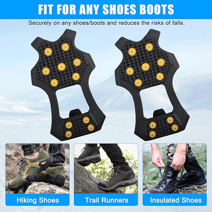 Ice Snow Cleats for Shoes and Boots,Walk Traction Cleats Crampons Anti Slip 11 Studs Ice Snow Grippers Over Shoe for Men Women Walking on Snow Ice
