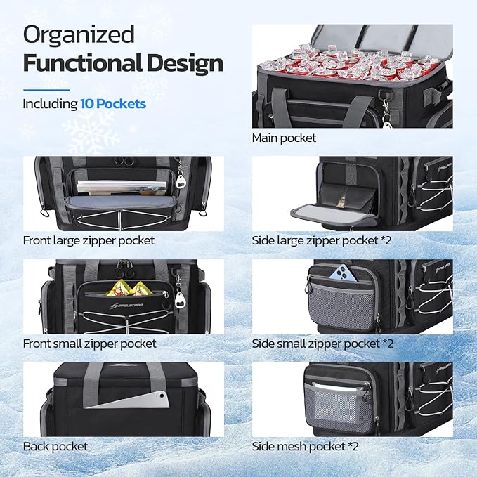 Maelstrom Soft Sided Cooler Bag, 30/40 Can Collapsible Insulated Ice Chest, Large Leakproof Camping & Travel Cooler for Kayaking & Beach