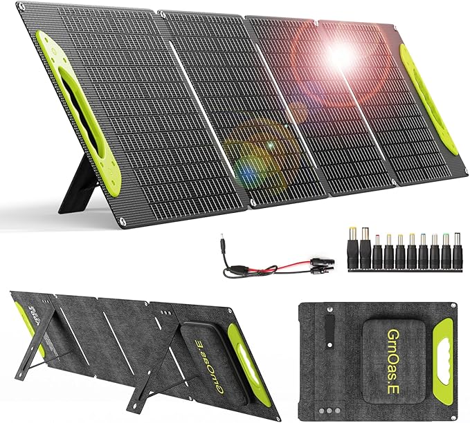 100W Portable Foldable Solar Panel, High Efficiency, DC（5525）/USB-A,USB-C Outputs, 10 DC Adapters, Monocrystalline Silicon, IP67 Waterproof – Your Perfect Outdoor Companion! RV，Camp，Road Trip..