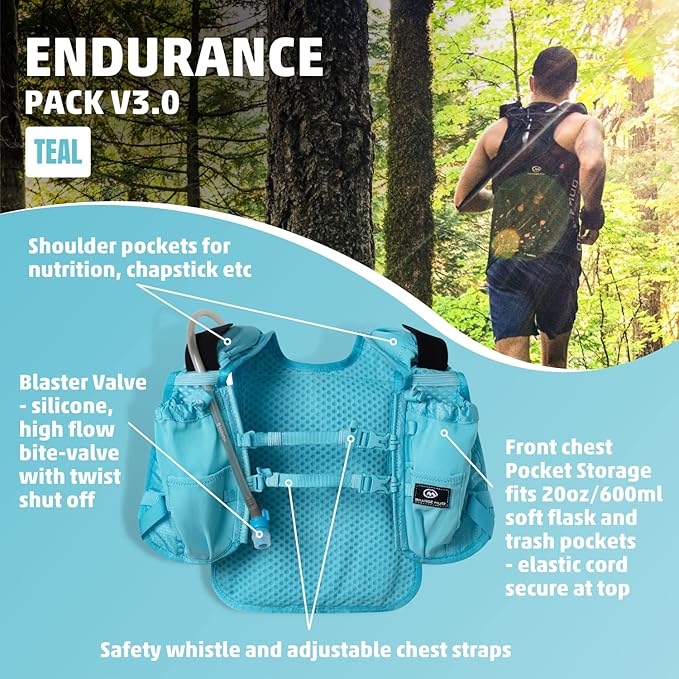 Orange Mud Endurance Pack V3.0 Running Vest – 2L Hydration Backpack for Trail Running, Hiking & Cycling – Lightweight, Breathable Mesh, Gear Pockets, Trekking Pole Loops