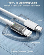 USB C to Lightning Cable (2pack 10 ft), Apple MFi Certified iPhone Fast Charger 3m, Power Delivery Original Type C Charging Cord for Apple iPhone 13/12/11 Pro/11/XS MAX/XR/8/7/6s Plus,iPad (White)