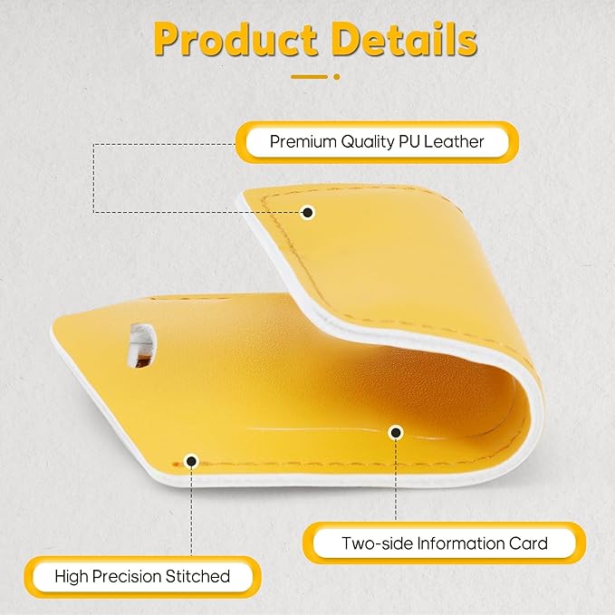 Travelambo 12 Pack Luggage Tags for Suitcases Privacy Protection Bag Tags Faux Leather Travel Accessories Essential, Energetic Yellow