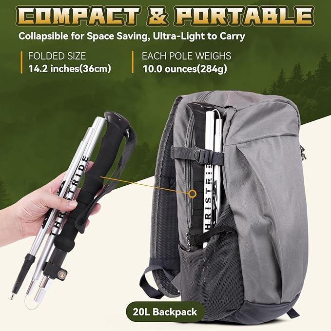 Collapsible Aluminum Single Trekking Pole(1pc) - Lightweight Hiking Stick for Women, Men & Seniors, Adjustable Walking Sticks for Hiking, Camping & Outdoor Activities