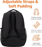 Amazon Basics Laptop Backpack Fits Up to 17-Inch Laptops, Black