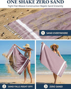 LANE LINEN Beach Towels 4 Pack - Beach Towels Oversized, Pre-Washed Extra Large Beach Towel, Quick Dry, No Sand Beach Towel, Pool Towels for Adults, 39"x71" - Wistful Mauve