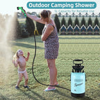 Finderomend Portable Shower for Camping with 7 Spray Modes, Hand Press Camping Shower with Removable Hose and Shower Head,Pressure Rinse Kits for Hiking Traveling Garden Beach Pet Shower