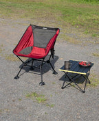 iClimb Ultralight Compact Camping Folding Beach Chair with Anti-Sinking Large Feet and Back Support Webbing (Red - Square Frame - 2PC)