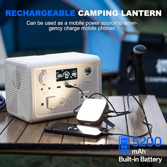 WUBEN F5 Camping Lantern 500LM Rechargeable Lantern, 5200mAh Portable LED Camping Light up to 500 Hours, IP64 Waterproof Camping Flashlight for Emergencies Power Outages Home Tent Hurricane Outdoor