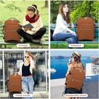LOVEVOOK 40L Large Travel Backpack for Women Men, 17 Inch Carry on Backpack for Traveling on Airplane, Personal Item Travel Bag Airline Approved, Business Causal Weekender Backpack, Brown Yellow-Black