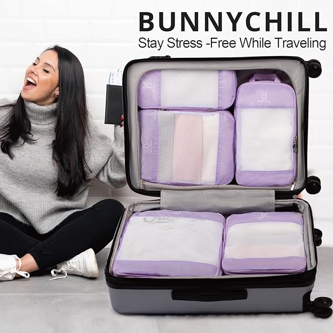 Expandable Compression Packing Cubes for Suitcases,6 Set Lightweight Compressible Travel Packing Organizer for Carry on Suitcase,Organizer Bags Set as Travel Essentials for Women