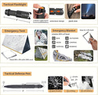 Survival Kit, 252Pcs Survival Gear First Aid Kit with Molle System Compatible Bag and Emergency Tent, Emergency Kit for Earthquake, Outdoor Adventure, Hiking, Hunting, Gifts for Men Women (Black)