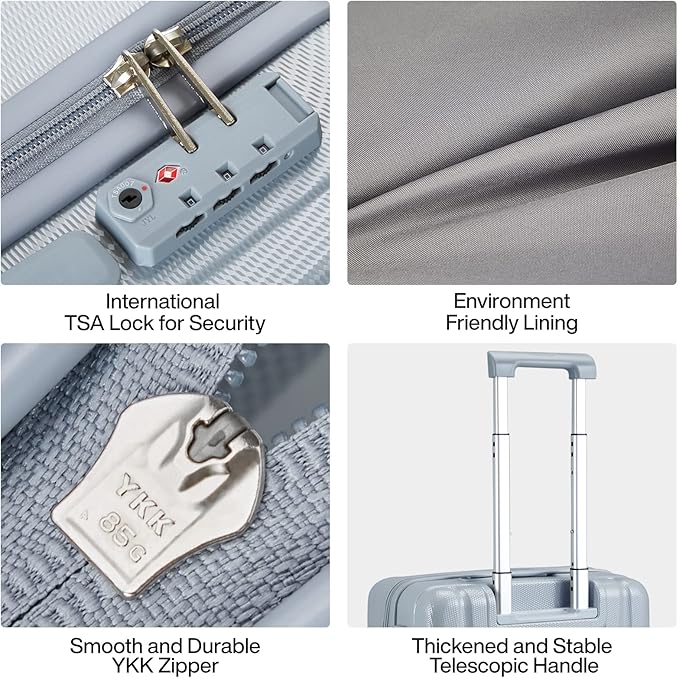 Hanke 29 Inch Luggage Suitcases With Spinner Wheels Lightweight PC hardside Rolling Suitcase With Travel Lock, Checked-Large 29-Inch(Gray)