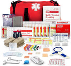 First Responder Trauma First Aid Kit Bag – Fully Stocked Emergency Medical Kit for Workplace, Vehicle & Home – OSHA & ANSI Compliant – Portable – Red