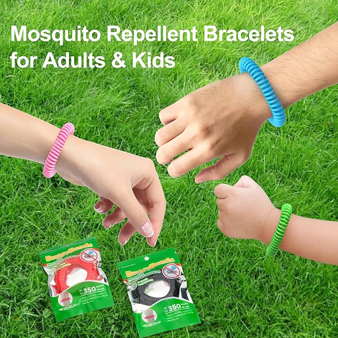 48 Pack Mosquito Repellent Bracelets for Adults & Kids, DEET-Free Wristbands, Individually Wrapped Bug Repellent Bands