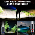 HAUSBELL A100 Upgraded LED Flashlights 20000 High Lumens, Zoomable Bright Flashlight with 5 Modes, Long Range 2000ft, Waterproof Powerful Tactical Flash Light for Emergency, Camping Gear, Hiking