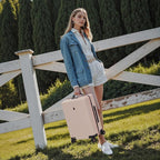 LEVEL8 Pink Suitcase with Spinner Wheels, Carry on Luggage Airline Approved, Suitcase for women Men, Lightweight Luminous Textured, Tsa Lock, 20 Inch