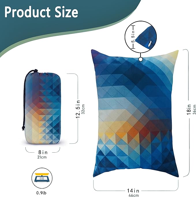 Camping Pillow Shredded Memory Foam Travel Pillows for Sleeping Compressible Lightweight Camp Pillow Washable Backpacking Pillow for Camping & Hiking Firm Supportive Small Pillow for Travel