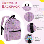 BABY JOY Kids Luggage, 5 Pieces Luggage Set w/ 16" Carry-on Hardshell Spinner Toddler Suitcase, 13" Backpack, Neck Pillow & Insulated Lunch Bag, Travel Kids Rolling Suitcase for Girls (Pink Pony)
