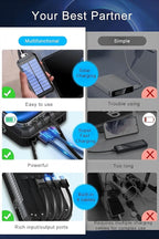 DJKK Solar Power Bank Wireless Charger 52800mAh Built in 4 Cables and LED Camping Lights 22.5W Fast Charging Power Bank 7 Outputs 4 Inputs Portable Charger Compatible with All Mobile Devices (Black)