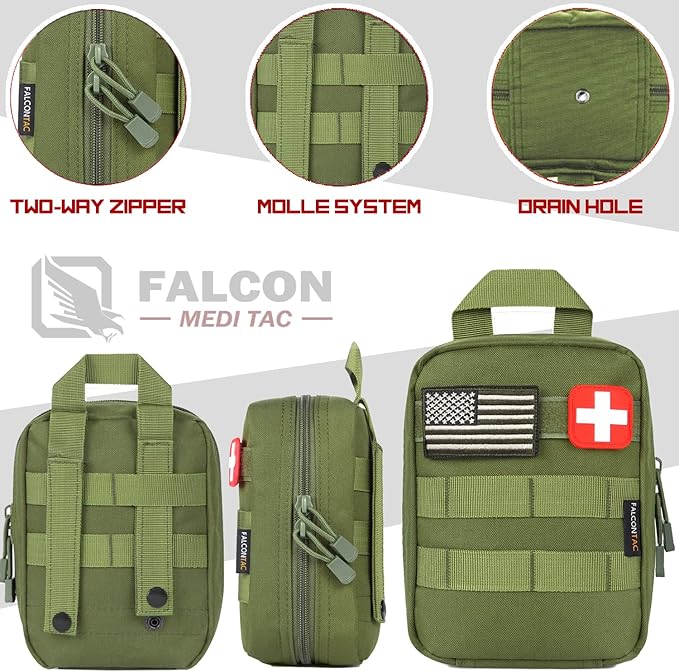 200 Pieces First Aid Kit IFAK Survival Kit Molle System Compatible Pouch, Emergency Kit Gift for Men, Dad, Husband, for Outdoor, Camping, Hunting, Hiking, Home, Earthquake, Disasters