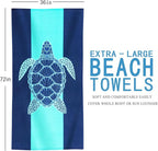 Genovega 2 Packs Oversized Beach Towel Set 36 x 72 in Large Big Pool Camping Swim Clearance Soft Towels Travel Essentials Accessories Must Haves Vacation Necessities Adult Gifts Shark Turtle